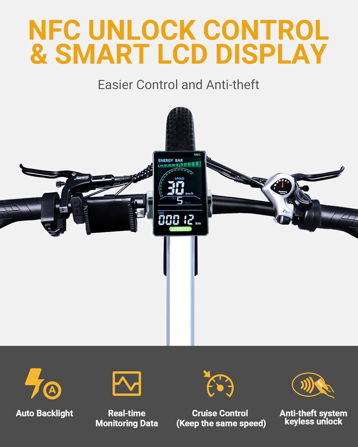 Bicicleta Eléctrica Plegable BAFANG 1200W, 60M, 28MPH, 720WH