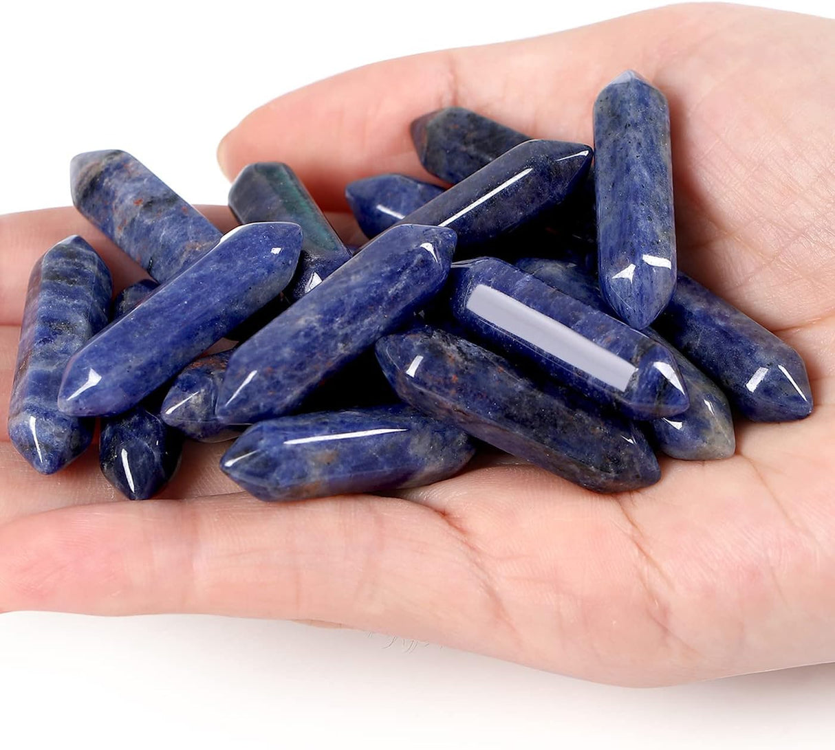 Varitas de Sodalita para Reiki y Meditación, Puntas Hexagonales