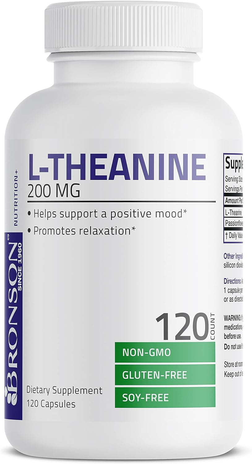 Suplemento Bronson L-teanina de 200 mg (doble fuerza) 120 un