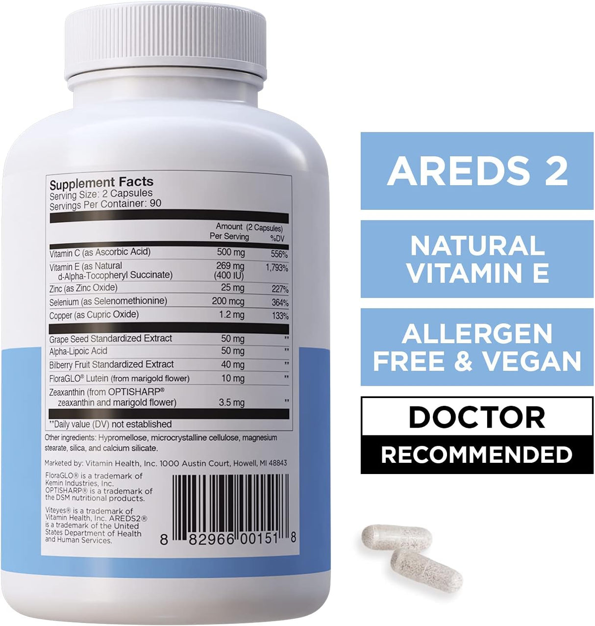 Viteyes AREDS 2 Soporte macular con arándano, 180 unidades