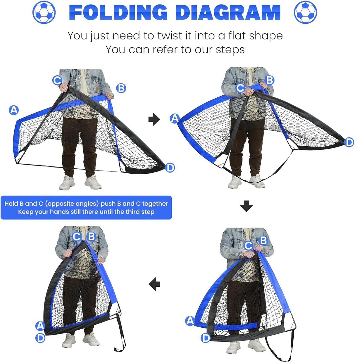 Portería de fútbol portátil de 4 x 3 pies Simple Deluxe