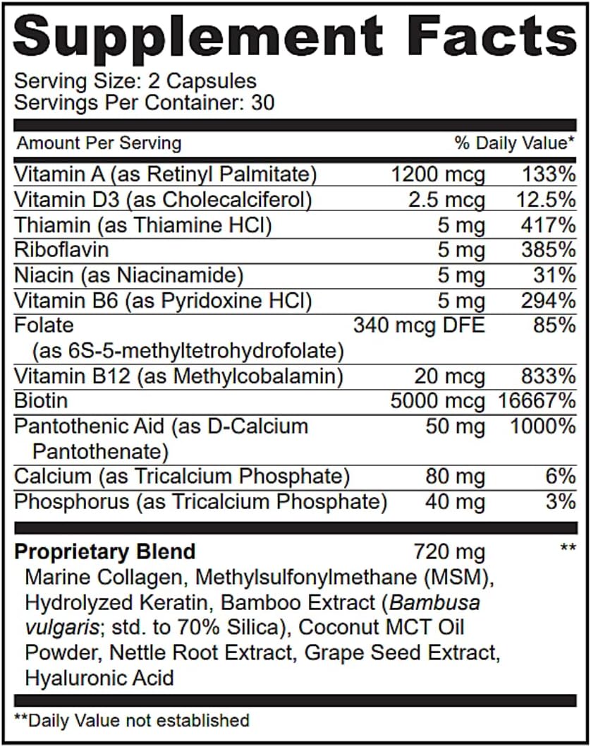VITBOOST Biotina con ácido hialurónico colágeno y queratina