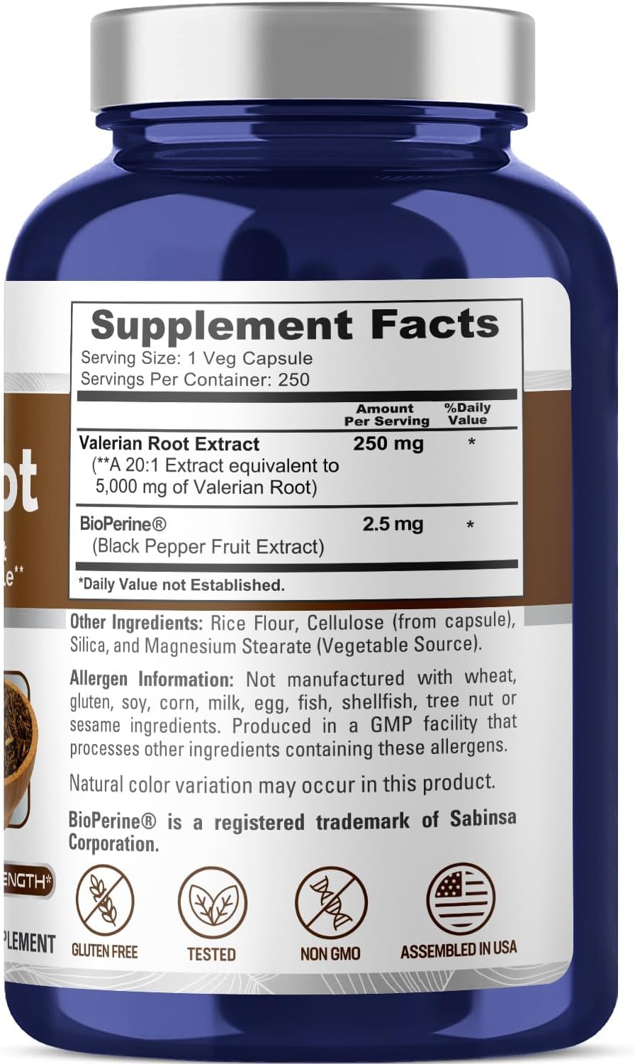 Suplemento Raíz de valeriana de 5000 mg 250 unidades