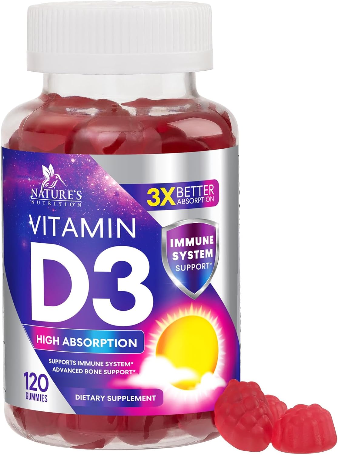 Gomas de Vitamina D3 Extra Fuerte 5000 IU - Suplemento 120 Uds