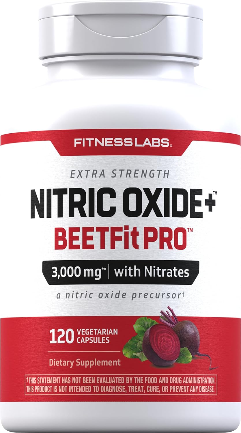 Fitness Labs Cápsulas de raíz de remolacha de óxido nítrico | con nitratos | 120 unidades | Precursor de óxido nítrico | Beetfit Pro | Vegetariano, sin OMG, suplemento sin gluten