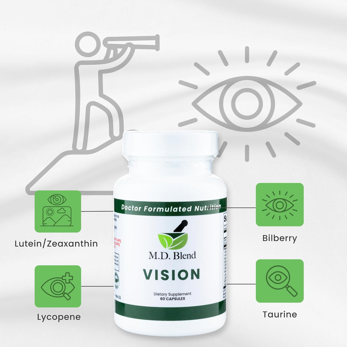 Suplemento ocular natural con luteína y zinc - 30 cápsulas