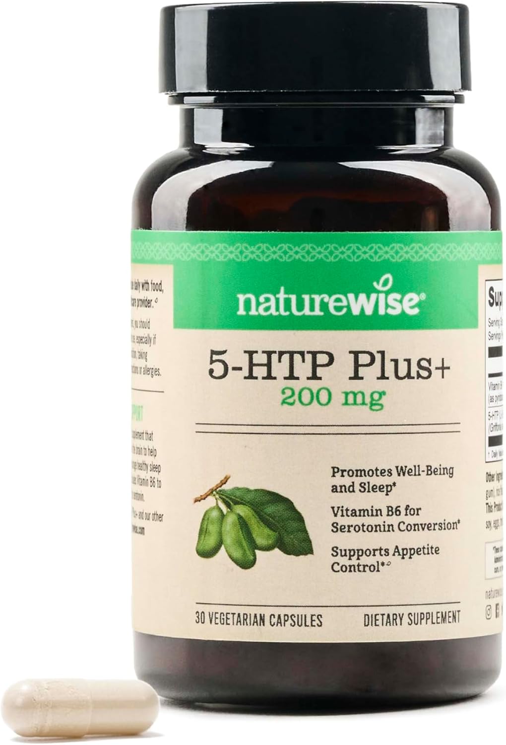 Suplemento 5-HTP 200mg NatureWise, Vegan, B6, 30 Cápsulas