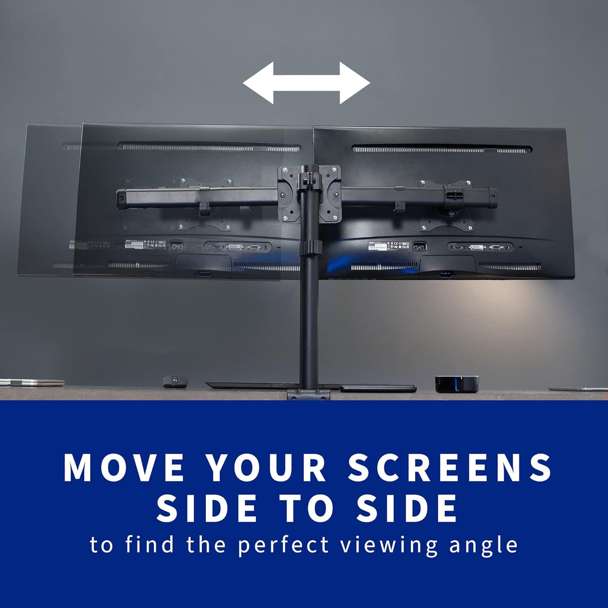 Soporte Doble VESA VIVO, Montaje Horizontal para 2 Monitores, MOUNT-VW02A