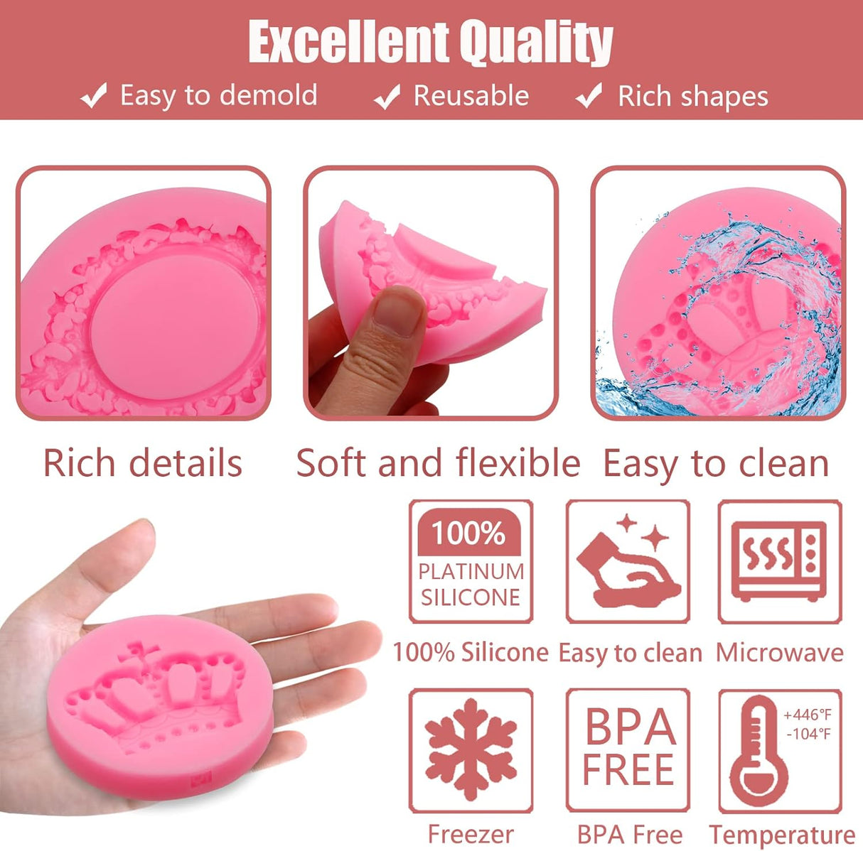 Molde de silicona con marco de espejo 4 piezas ywzbomoldrm