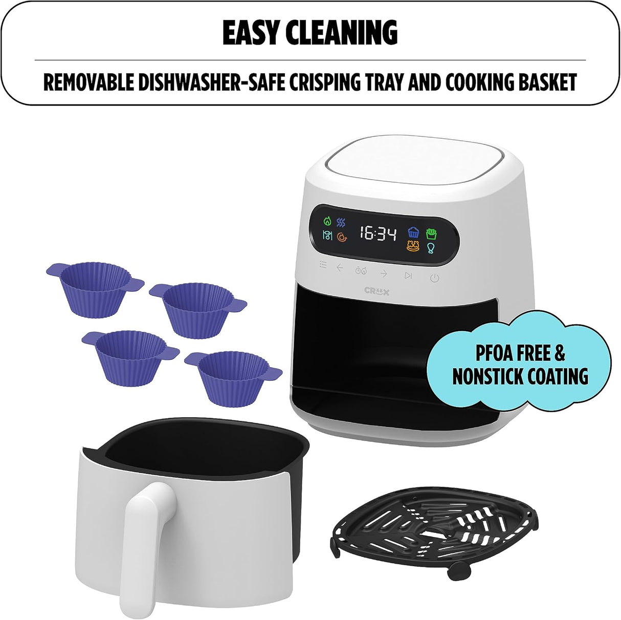 Freidora de aire CRUX x Marshmello 3.0 QT, Touch Screen, TurboCrisp