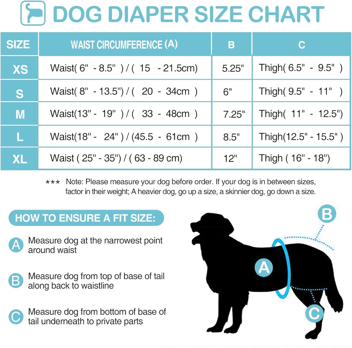 Avont Paquete de 3 pañales lavables para perras (XS/cintura)