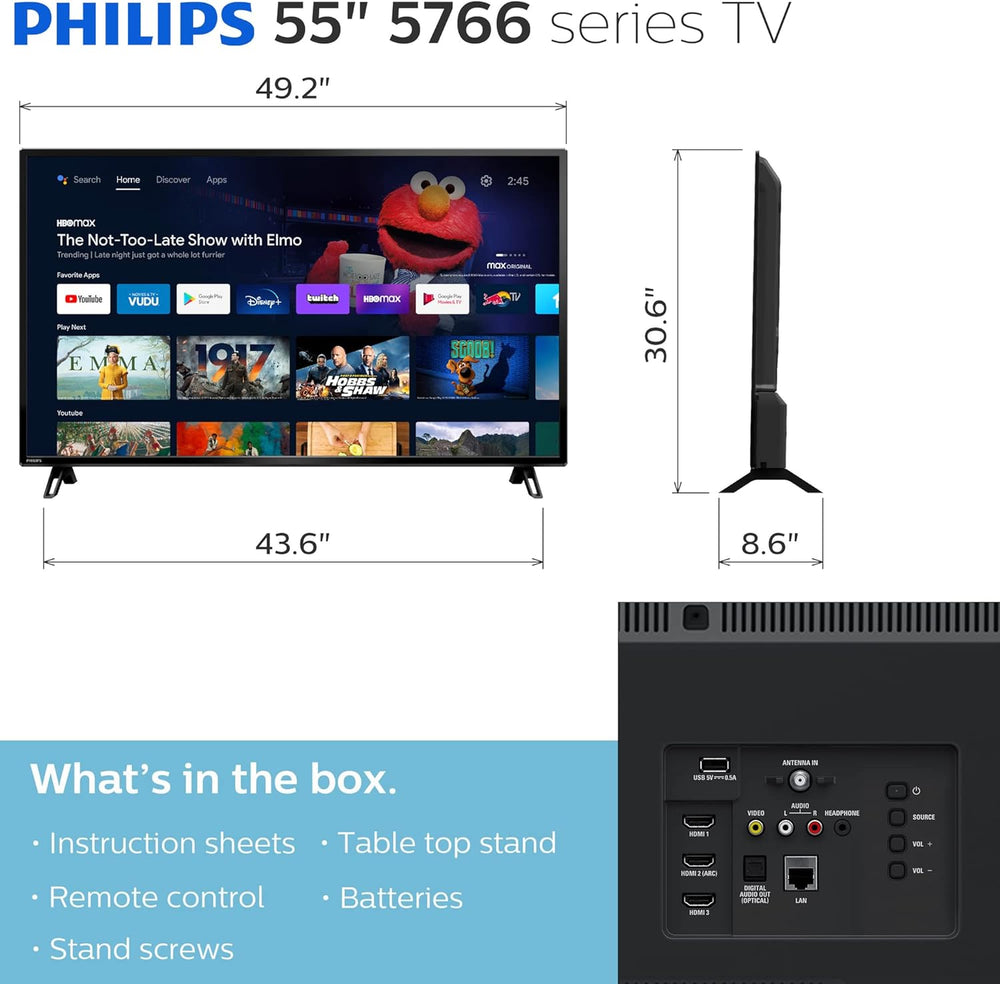 Televisor Smart TV Philips 55 4K UHD, HDR10, Google Assistant