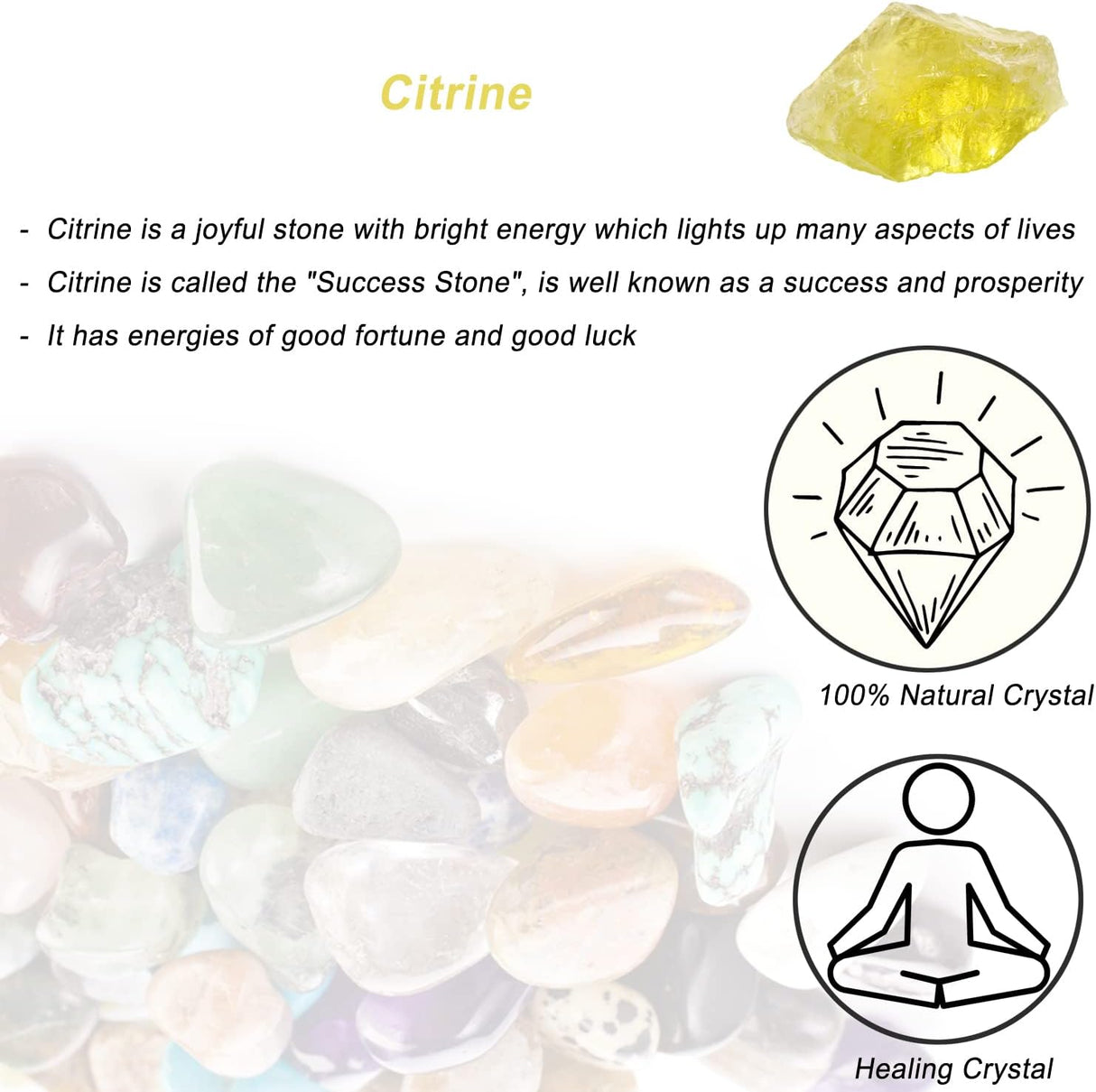 Cristales de Citrino Crudos, Piedras Naturales para Decoración