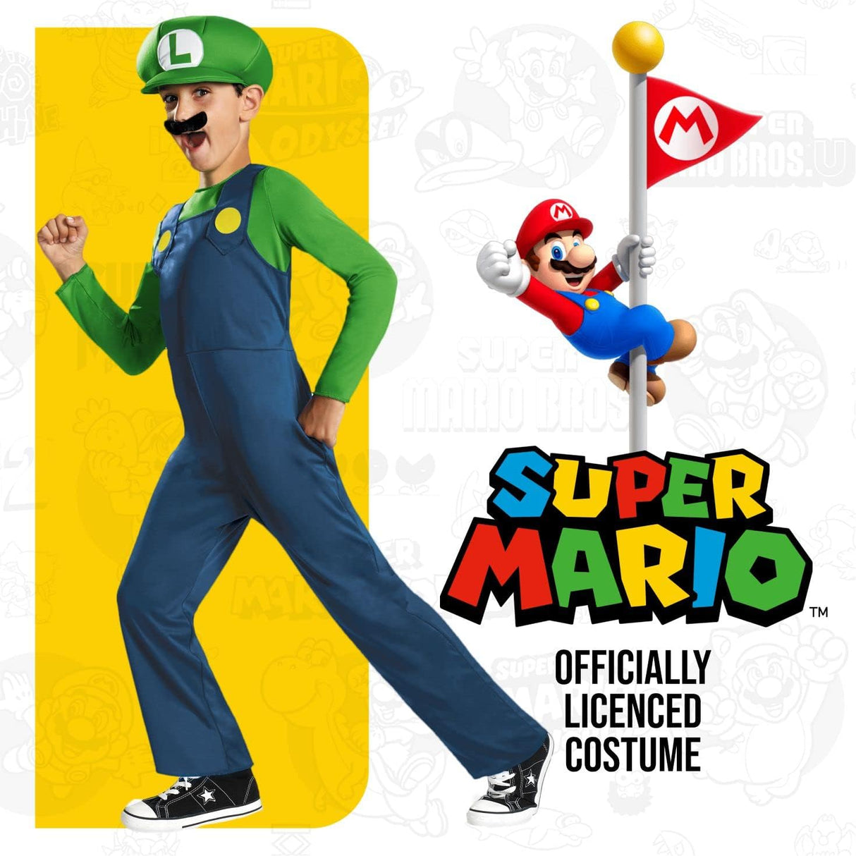 Disfraz Clásico Luigi, Nintendo, para niños, Talla Grande 10-12