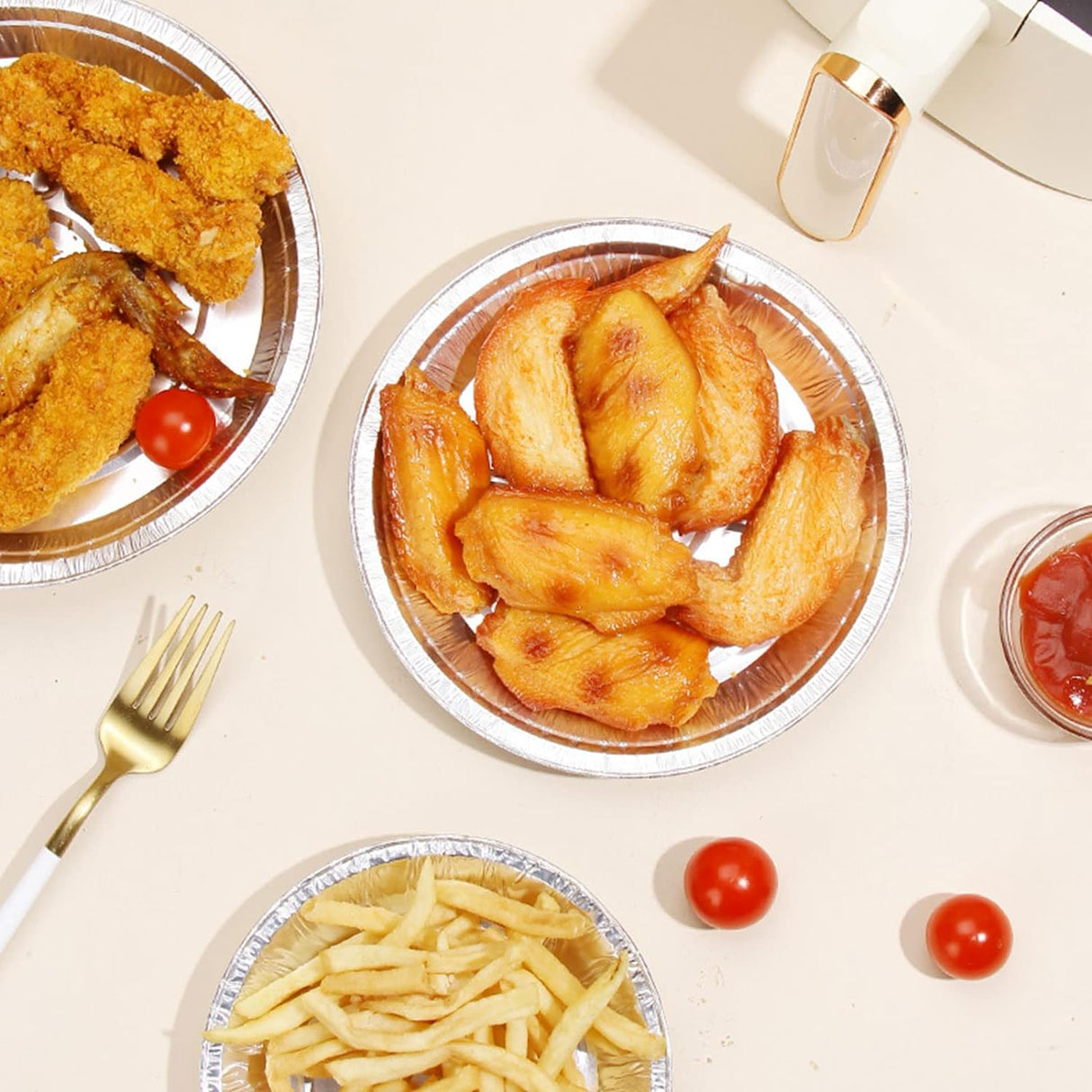 Sartenes redondos de papel de aluminio de 8 pulgadas para freidora de aire