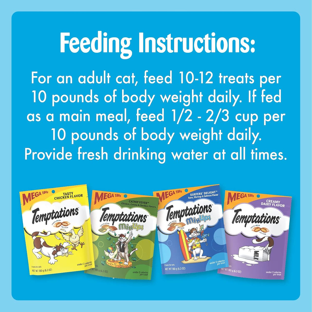 Paquete surtido de golosinas para gatos, 4 bolsas de 6.3 oz