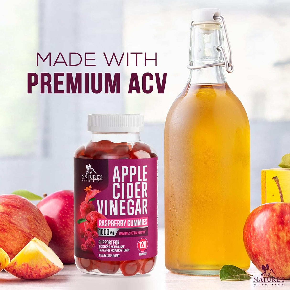 Suplemento Vitaminas en gomitas vinagre de sidra de manzana