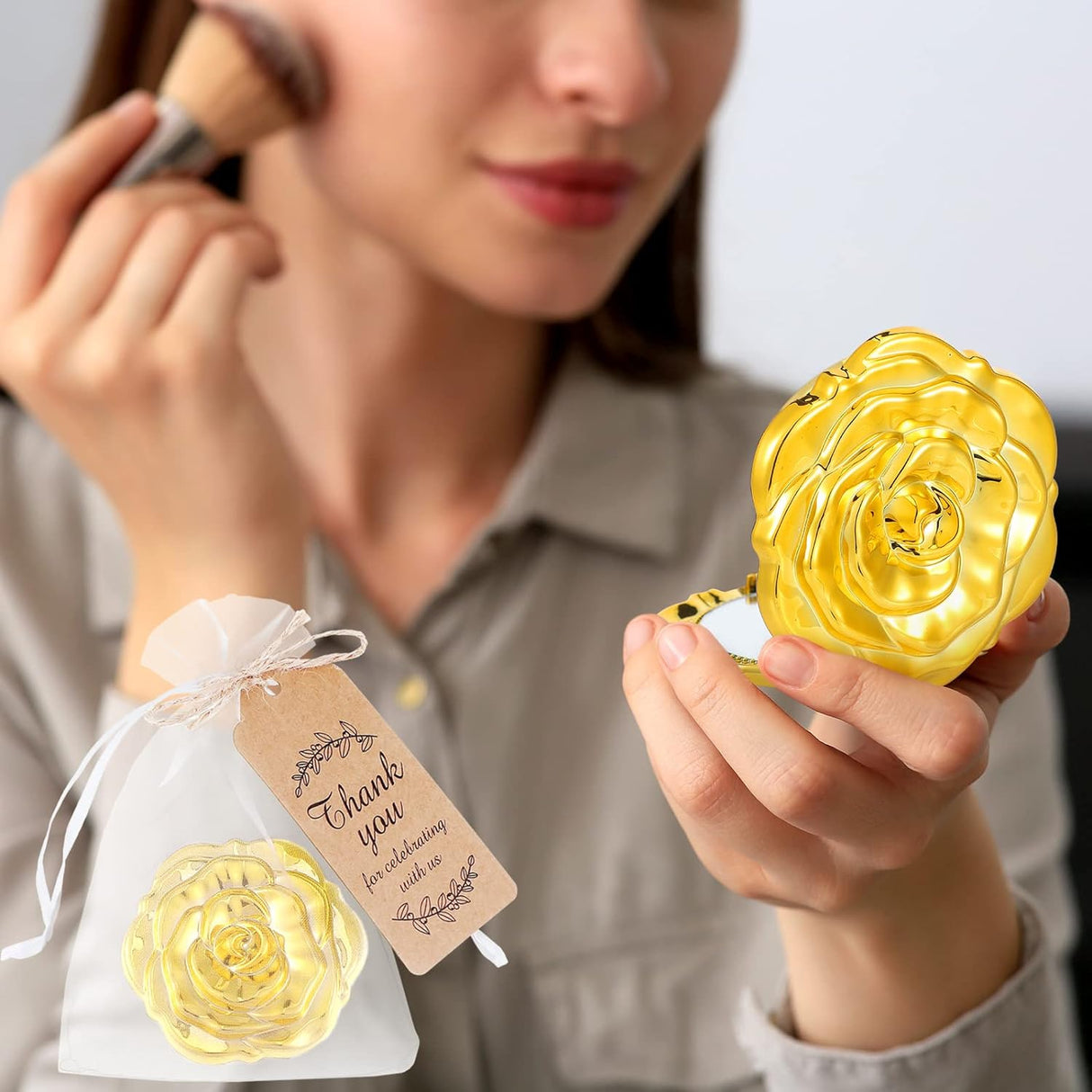 Espejos Compactos de Rosa para Recuerdos de Boda y Quinceañera