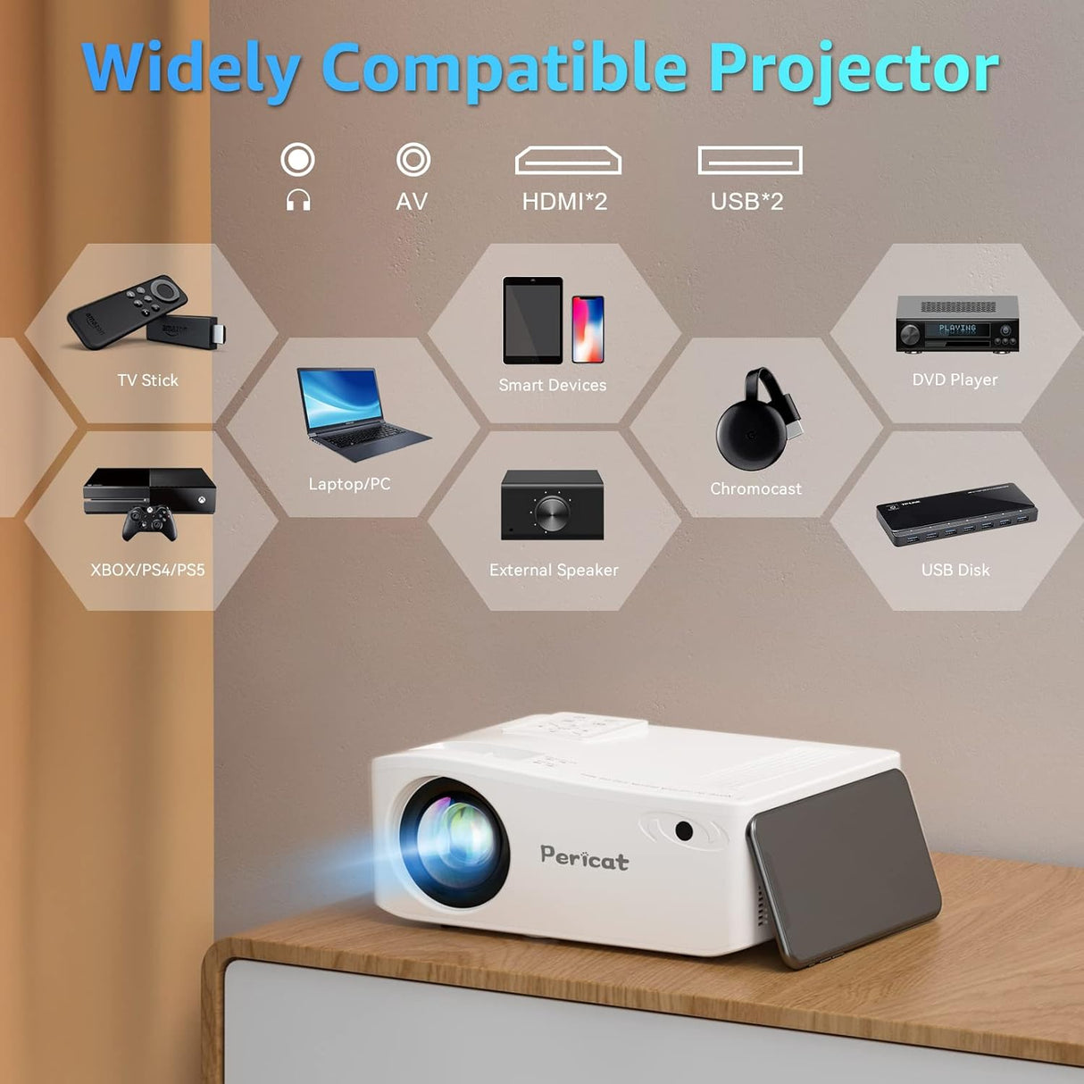 Proyector 5G WiFi Bluetooth 1080P 350 22000L Compatible con TV