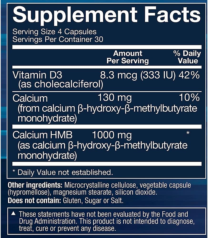 BODYTECH HMB + Vitamina D3 - Crecimiento muscular 120 cápsulas