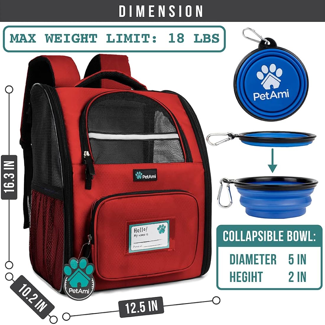 Mochila de lujo para gatos diseño ventilado rojo