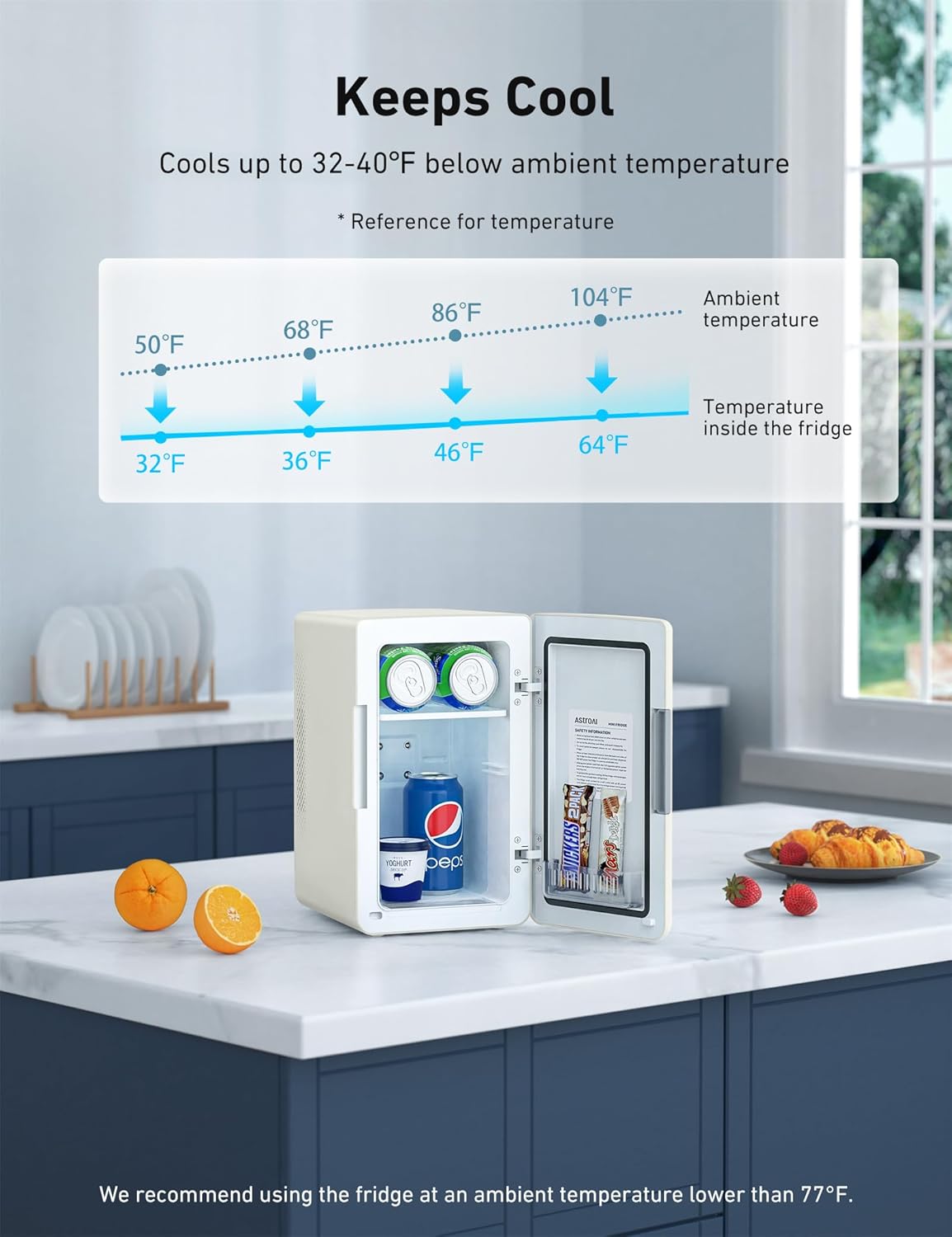 Mini Nevera AstroAI 2.0, 6 Litros, Portátil, Enfriador y Calentador