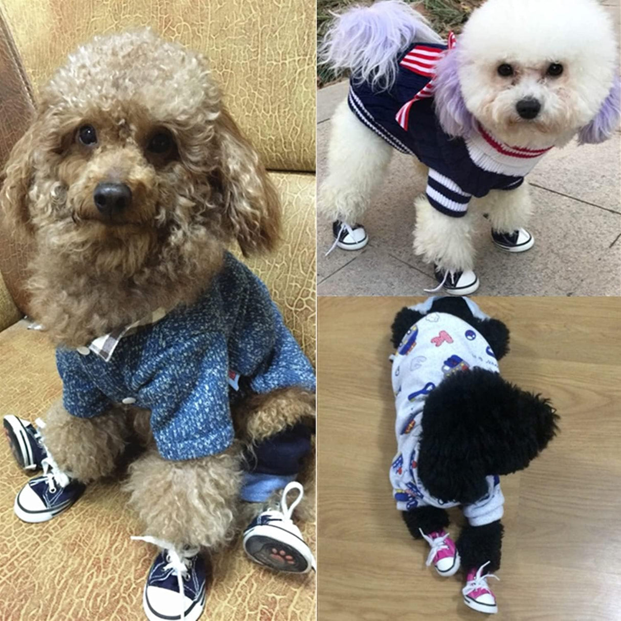 BESUNTEK - Calzado de lona para mascotas, protector, antideslizante y casual, para caminar al aire libre, deportes y pavimento caliente, 4 unidades