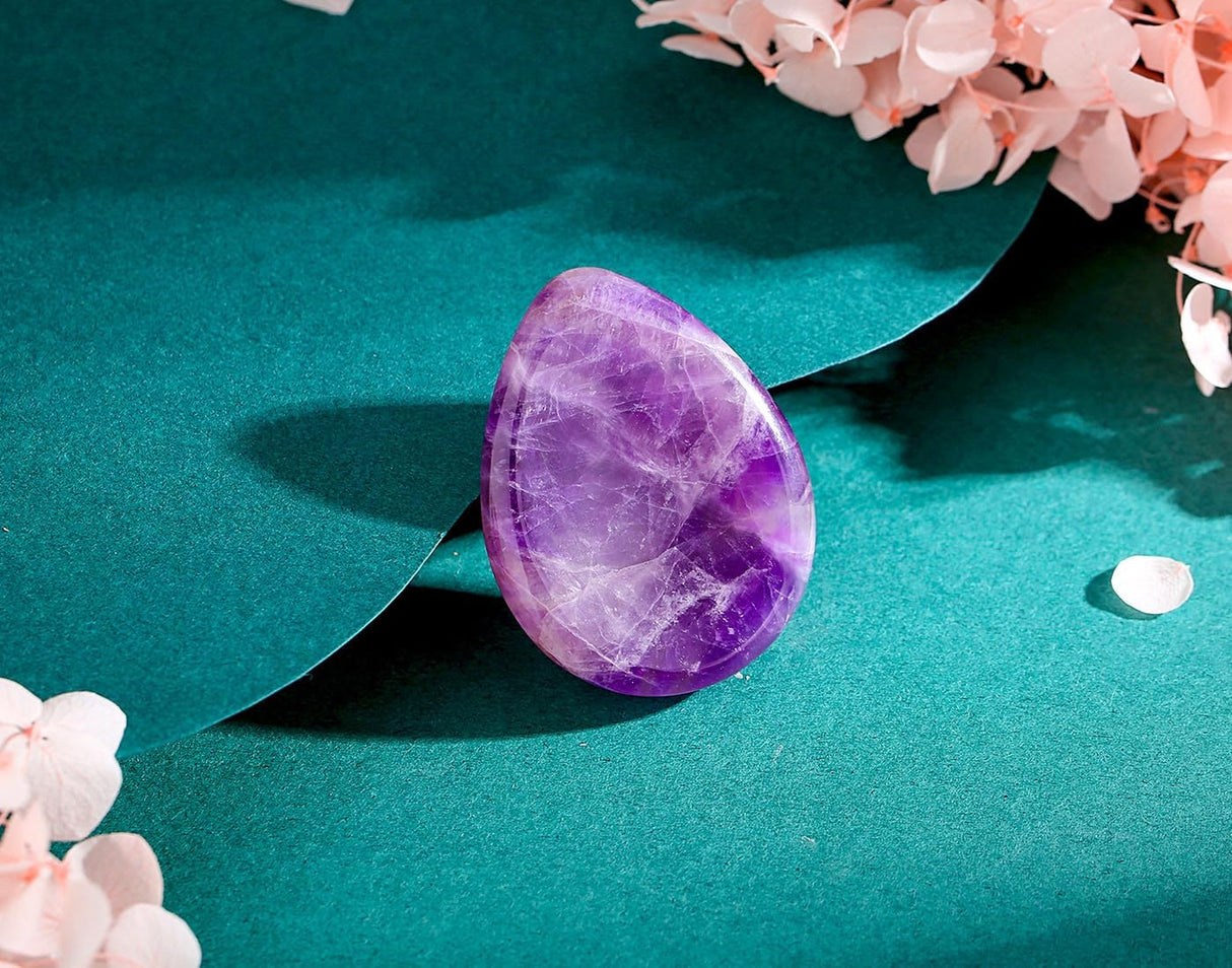 DUQGUHO Piedra de preocupación de 1.7 in, cristales amatista