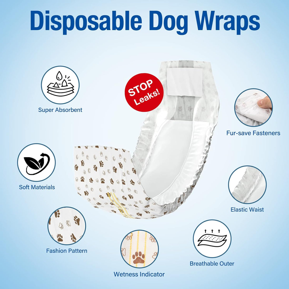 Pet Soft Pañales desechables para perros machos, con indicador de humedad