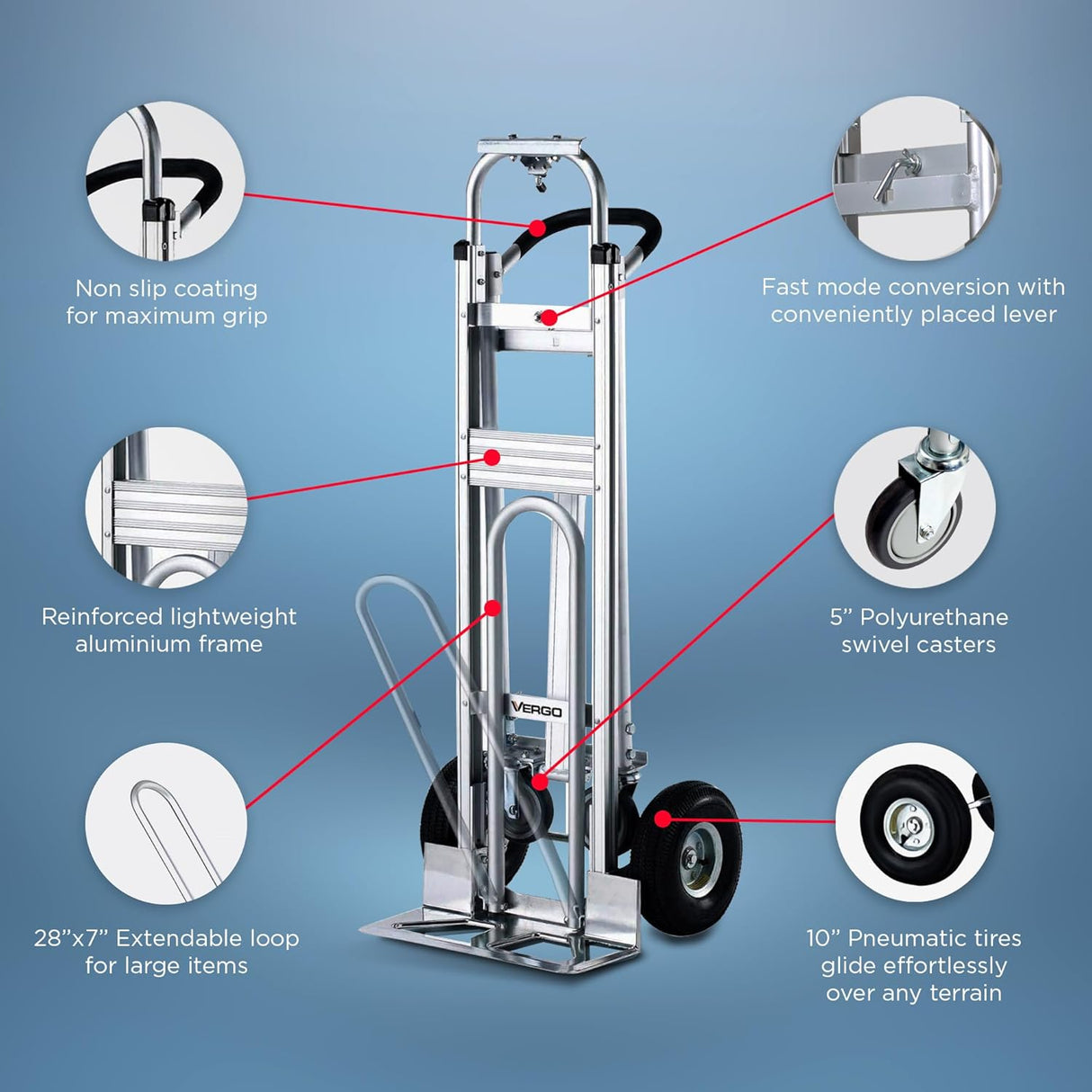 Carretilla Convertible Vergo Industrial 3 en 1 AS7A2 750 lb