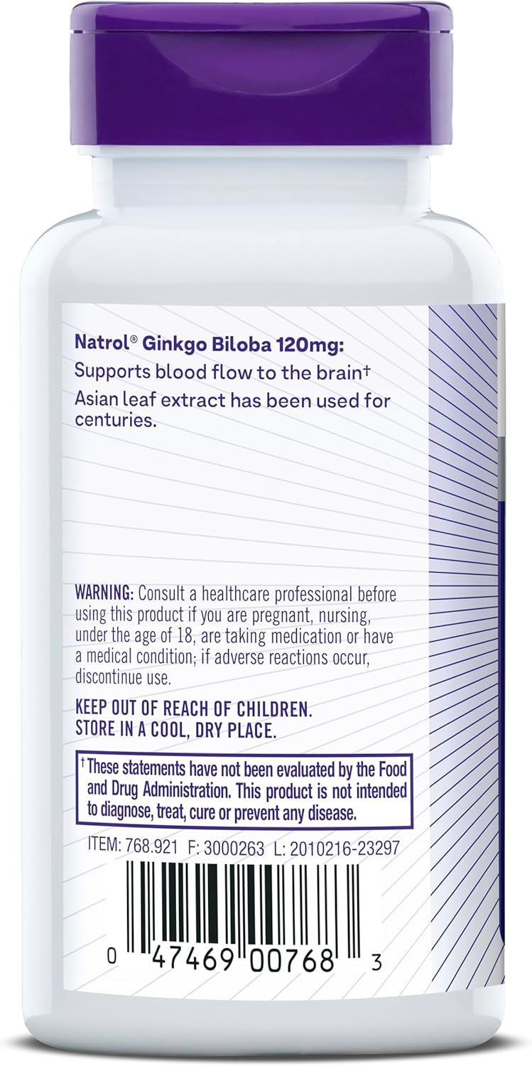 Suplemento Natrol Ginkgo Biloba 120mg, 60 Cápsulas
