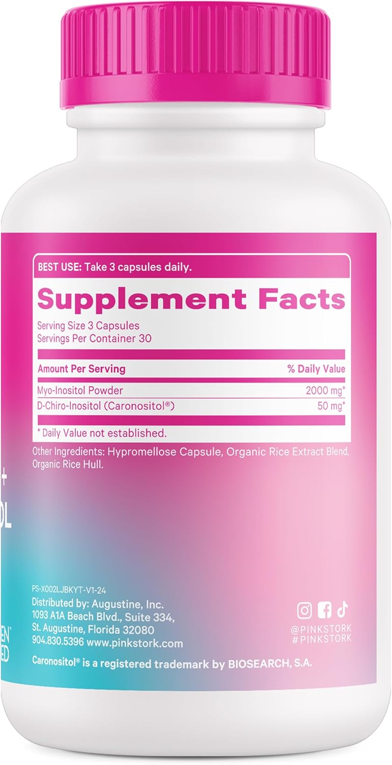 Suplemento Pink Stork Myo-Inositol & D-Chiro, equilibrio hormonal, 180 caps