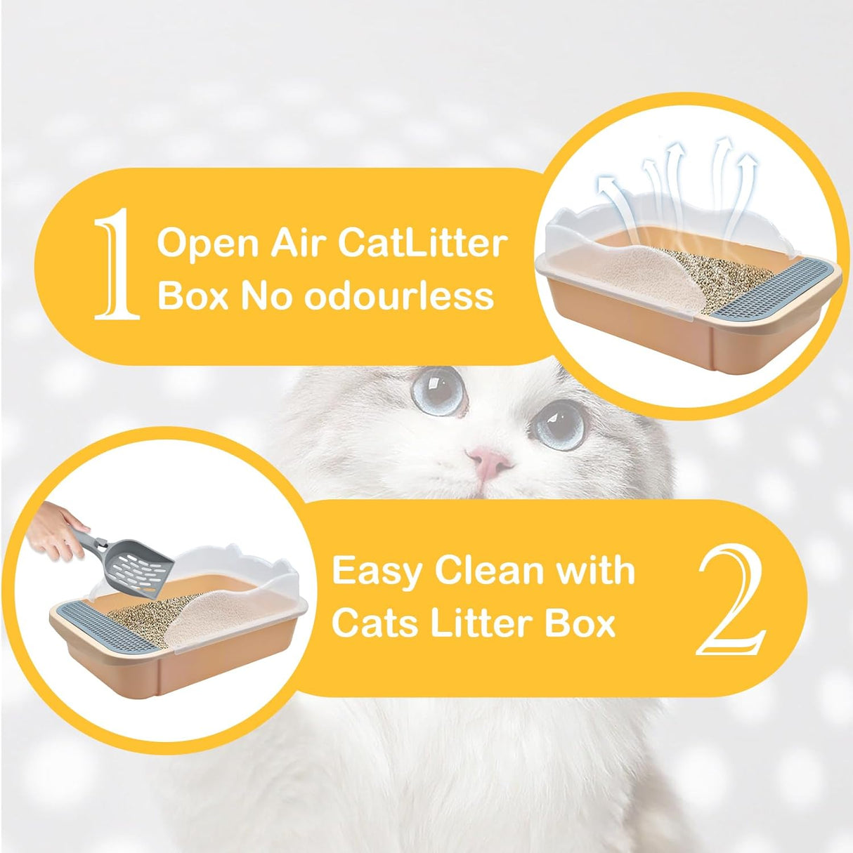 Caja de arena abierta para gatos con lado alto MUYG