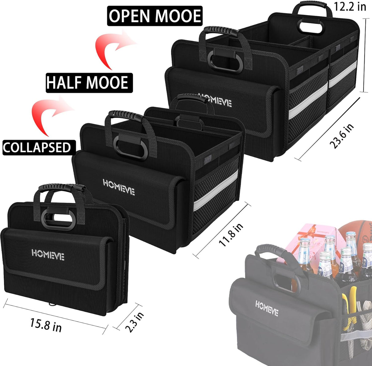 Organizador de Maletero Homeve, 3 Compartimentos, Pockets