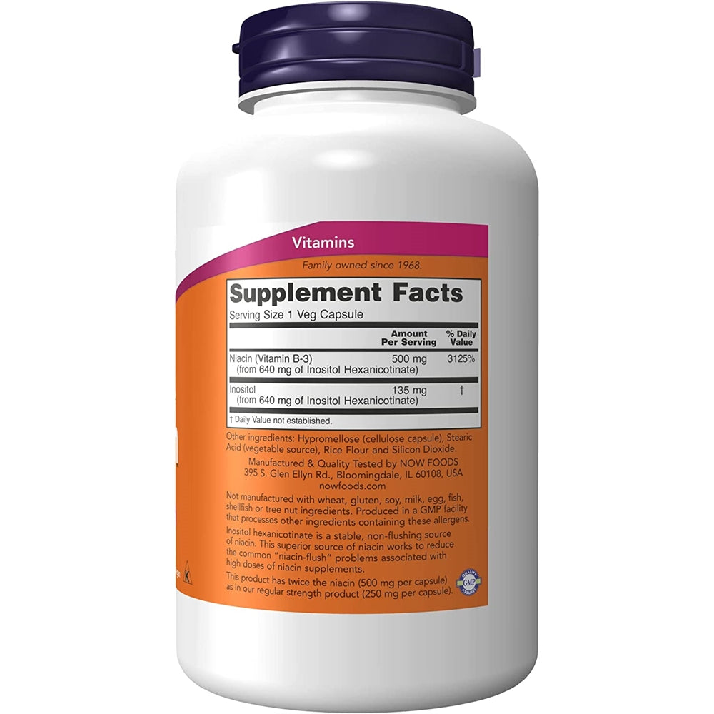 Suplementos de niacina (vitamina B-3) 500 mg 180 cápsulas
