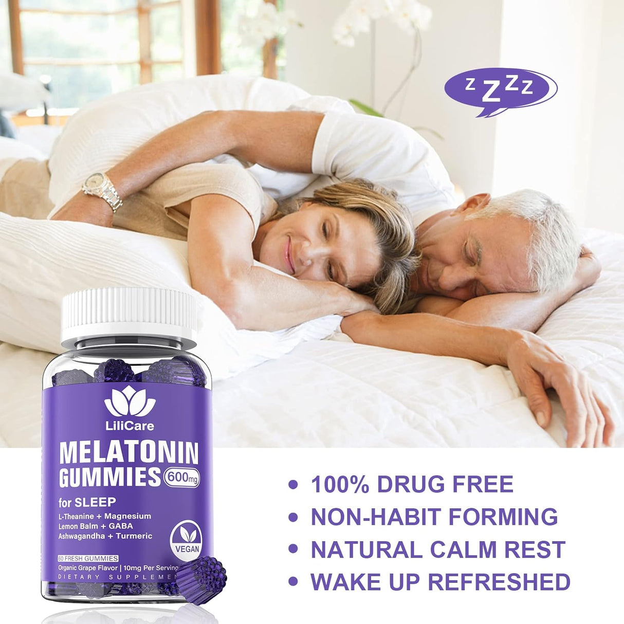 Suplemento Gomitas de magnesio para adultos con L-teanina