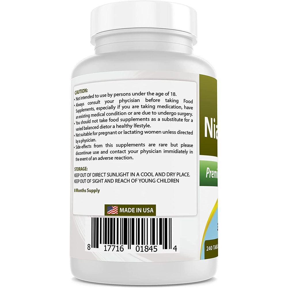 Suplemento Niacinamida 500 mg 240 comprimidos vitamina B3
