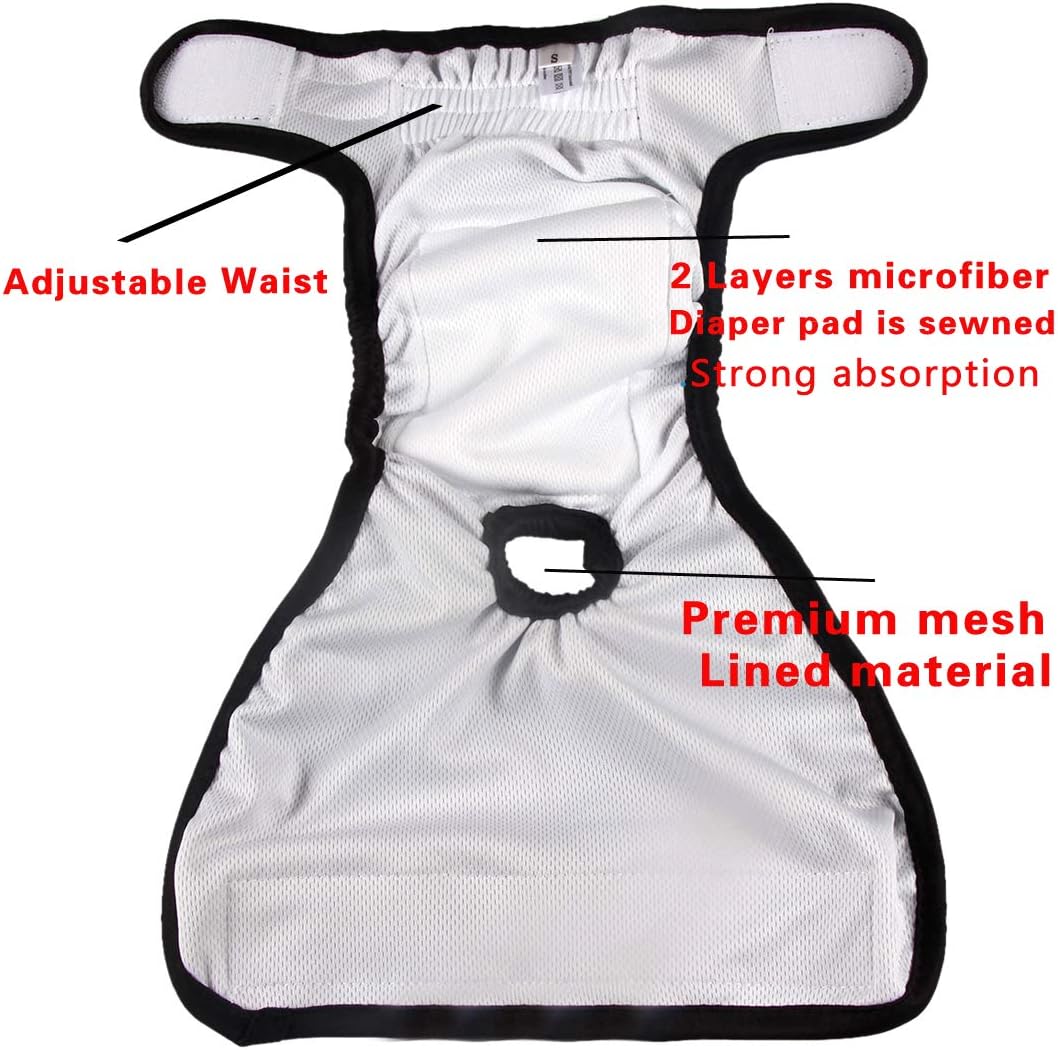 JoyDaog Paquete de 3 pañales para cachorros, color negro, XS