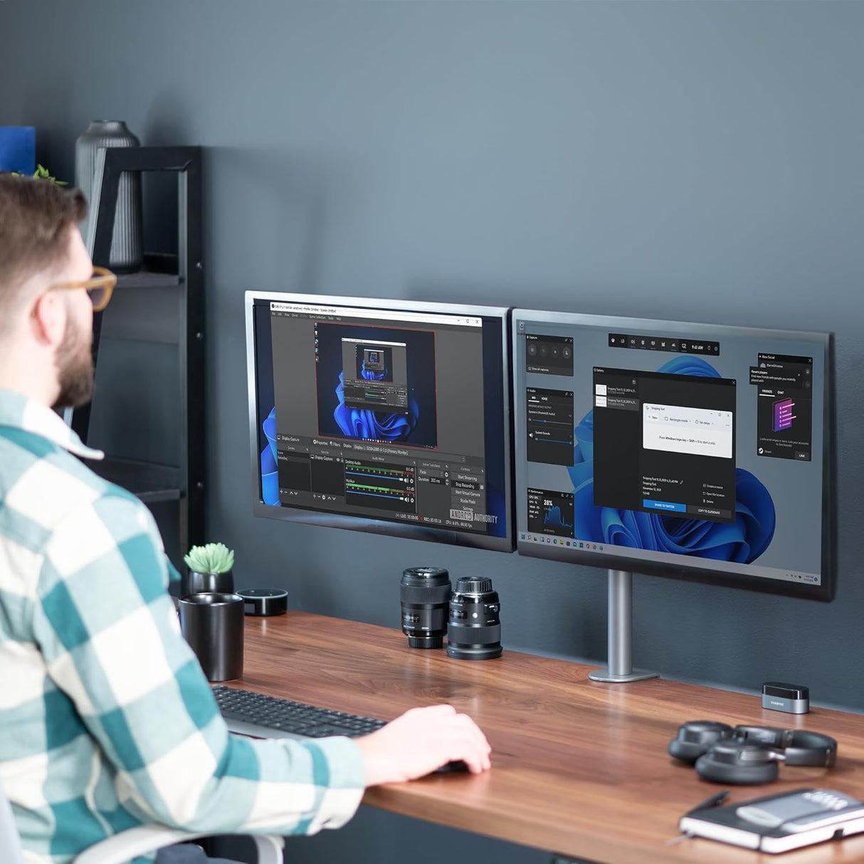 Soporte Doble para Monitores VIVO, Ajustable, STAND-V002