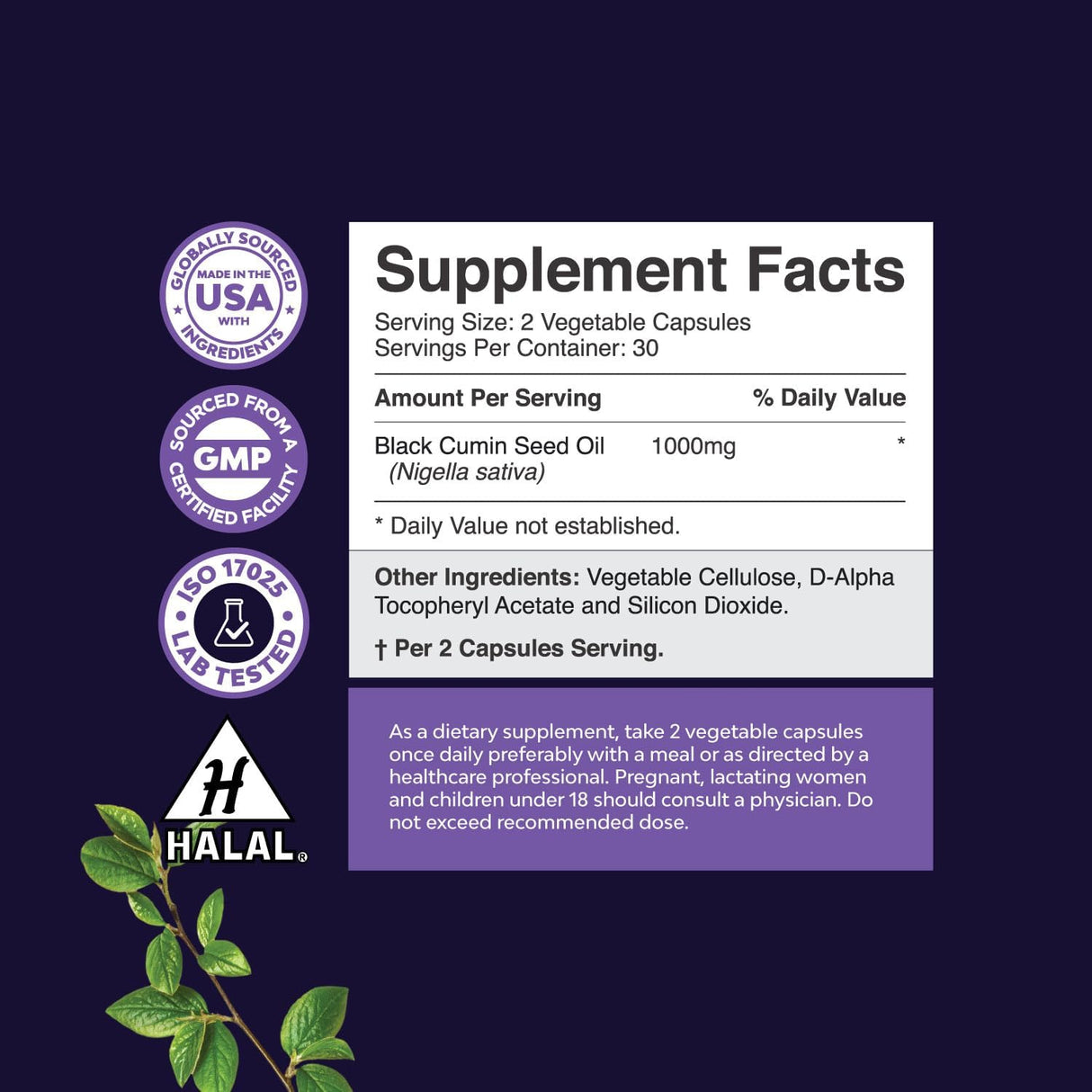 Cápsulas Veganas de Aceite de Semilla Negra con Omega 3, 6, 9