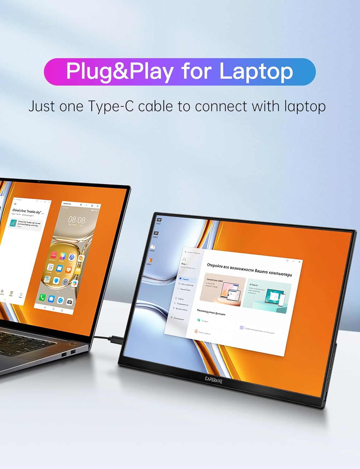 Monitor portátil para laptop FHD CAPERAVE