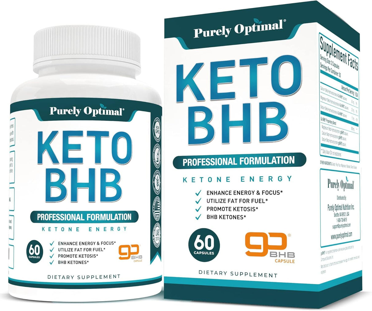 Cápsulas Keto BHB - Suplemento para Keto - 60 Cápsulas
