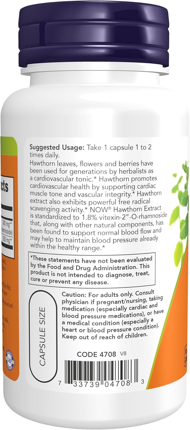 Suplementos NOW, Extracto de espino blanco de 300 mg.