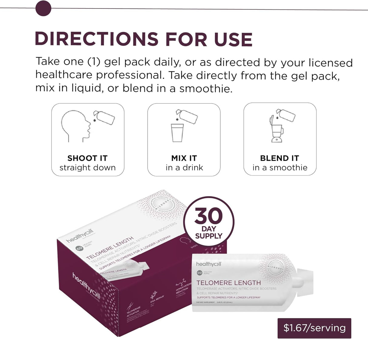 Suplemento antienvejecimiento reparación de ADN d 30 und