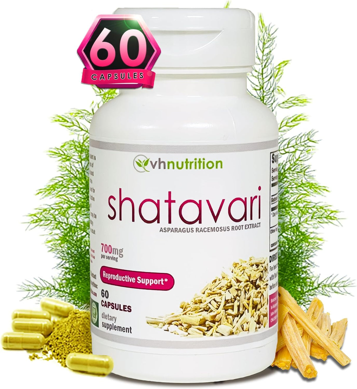 VH Nutrition SHATAVARI Cápsulas Shatavari 700 mg 60 cápsulas