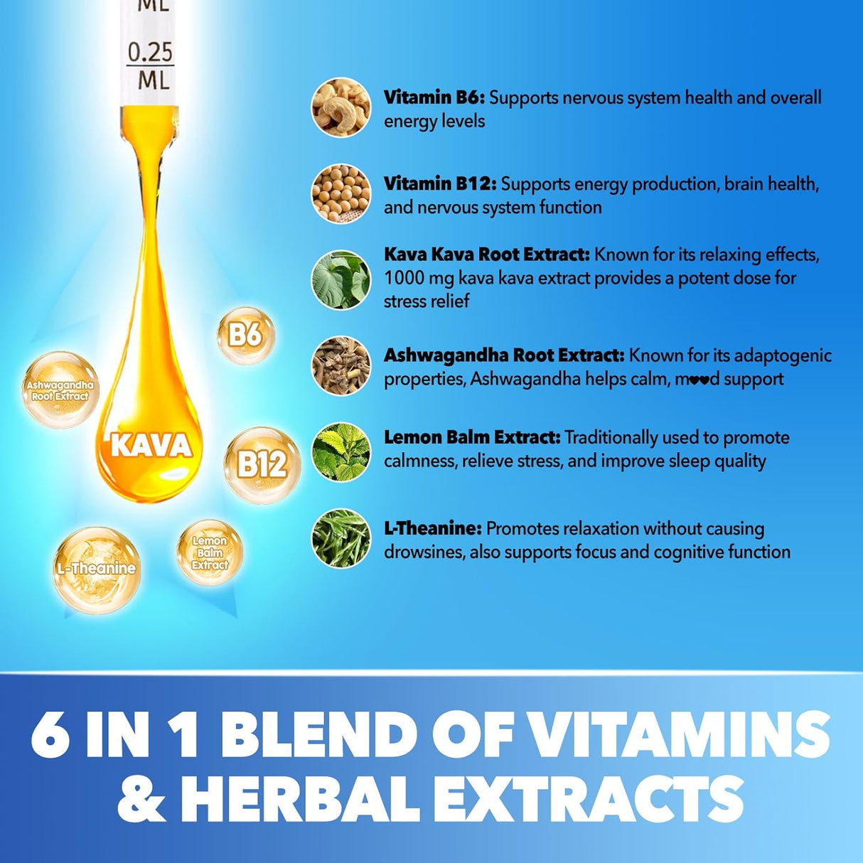 Extracto de Kava Kava Líquido con Ashwagandha, 2oz