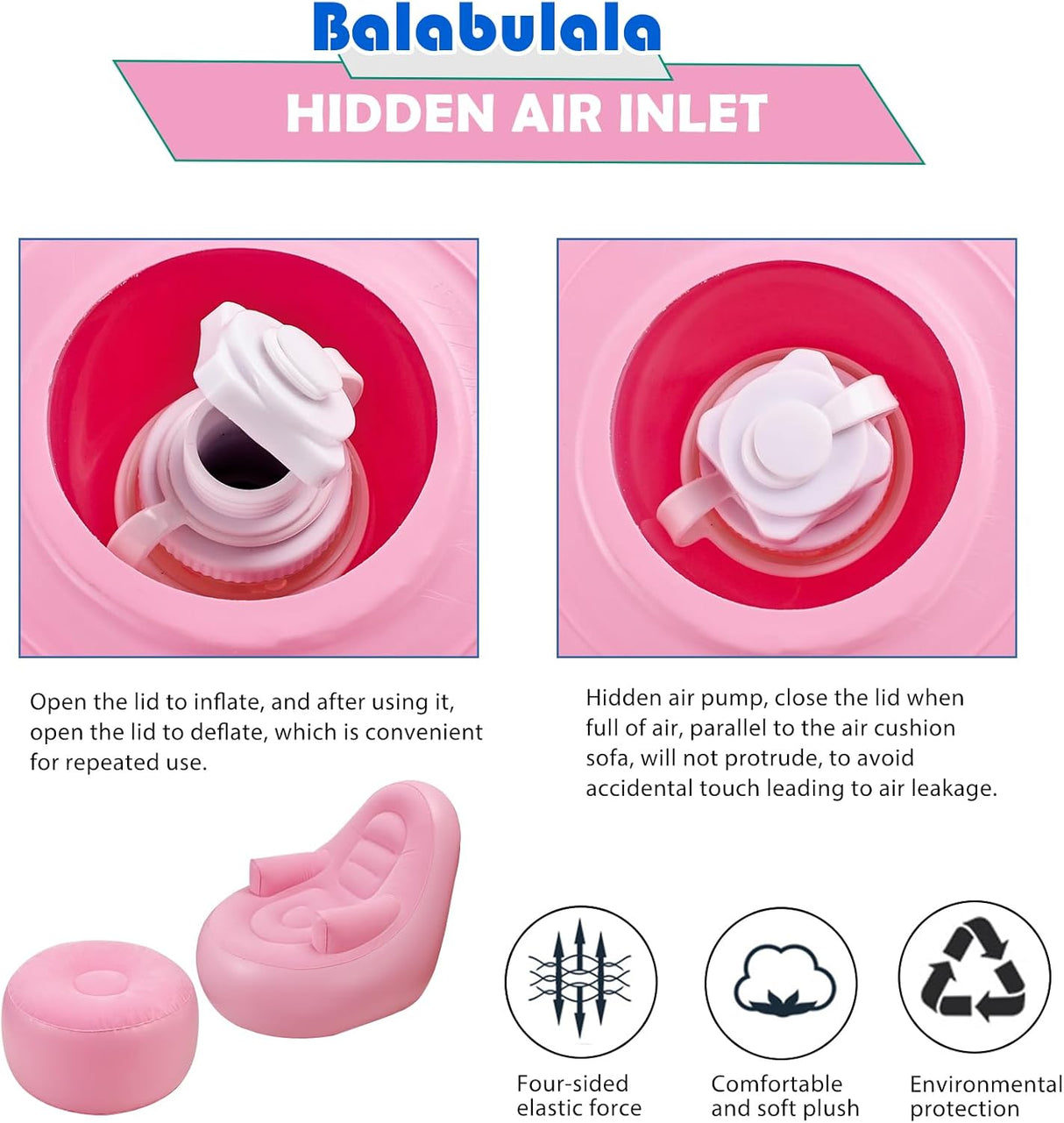 Sofá Inflable con Descansabrazos y Puff, Ideal para Camping