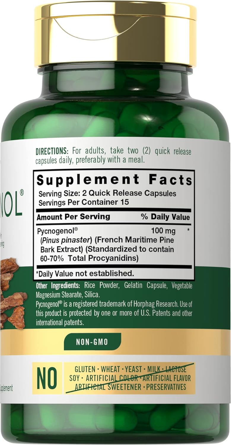 Suplemento Carlyle Pycnogenol 100 mg 30 cáp corteza de pino