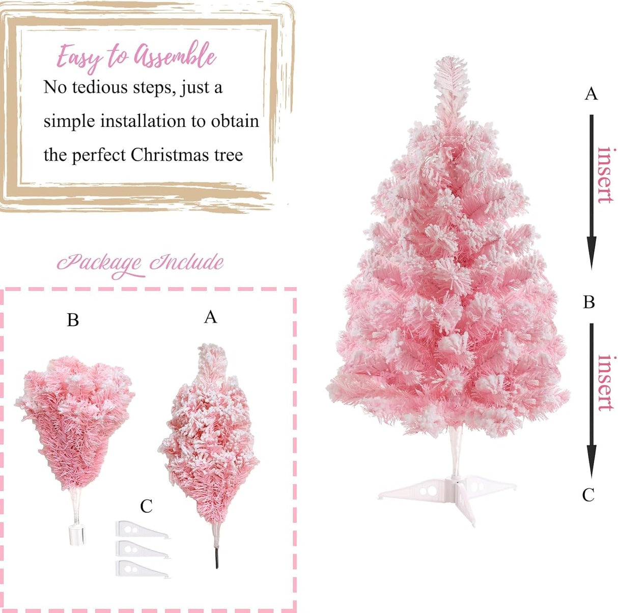 Árbol de Navidad Artificial 2FT Mini con Base Plástica Flocked
