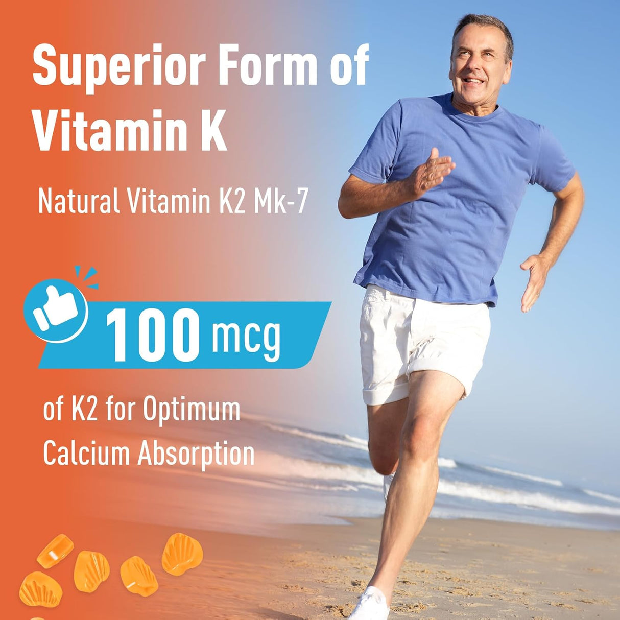 Gominolas de K2 MK-7 100mcg, Extra Fuerza, 60 unidades